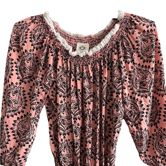 Free People Off The Shoulder Coral Boho Dress EUC Size Medium - Picture 2 of 9